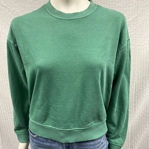 Old Navy Crop Crew Long Sleeve Herbal Green Warm Stretch Jersey Sweater Medium